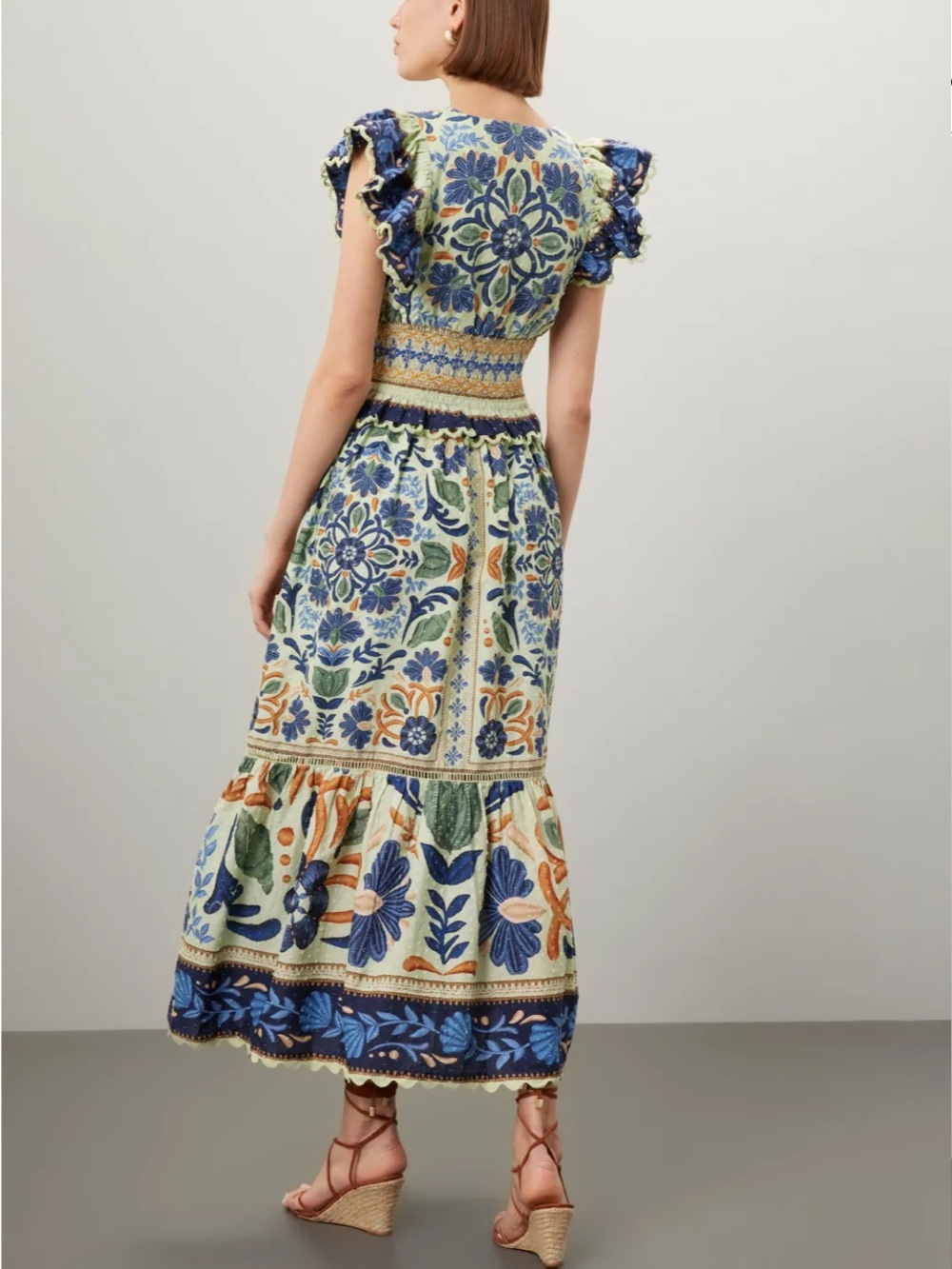 Farm Rio Ocean Tapestry Maxi Dress | Size M | Green Floral | Cotton - Picture 2 of 16